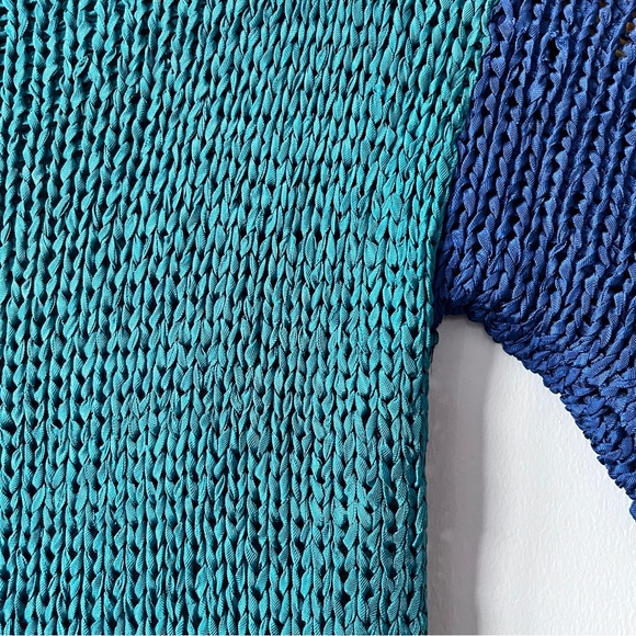 Vintage 80s Gabani Color-block Women's Open Weave Short Sleeve Sweater Size M - Picture 5 of 14